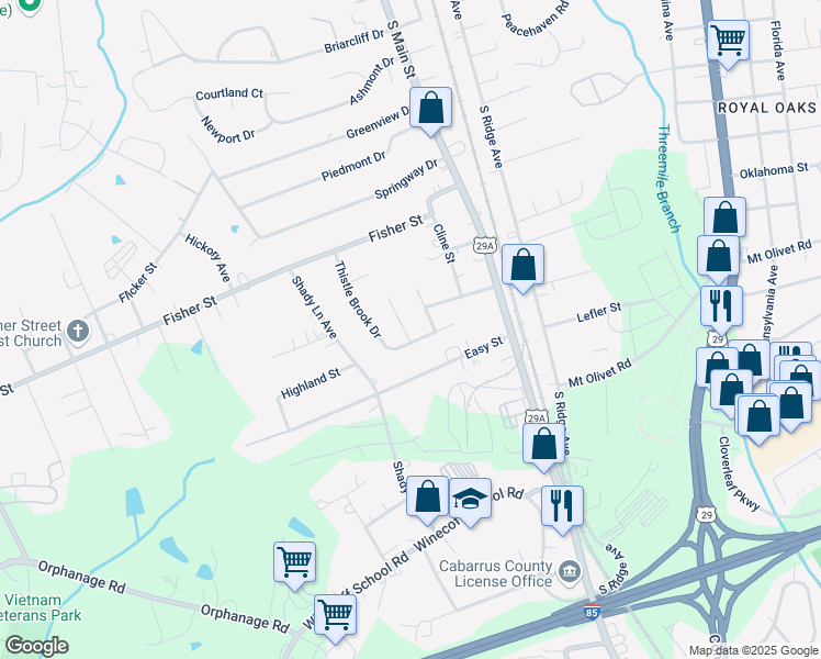 map of restaurants, bars, coffee shops, grocery stores, and more near 2639 Wind Song Court in Concord