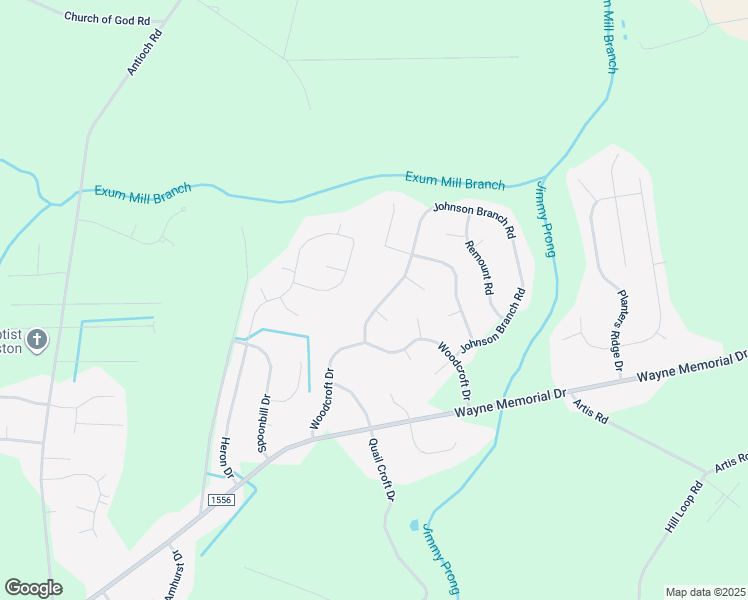 map of restaurants, bars, coffee shops, grocery stores, and more near 201 Johnson Branch Road in Goldsboro