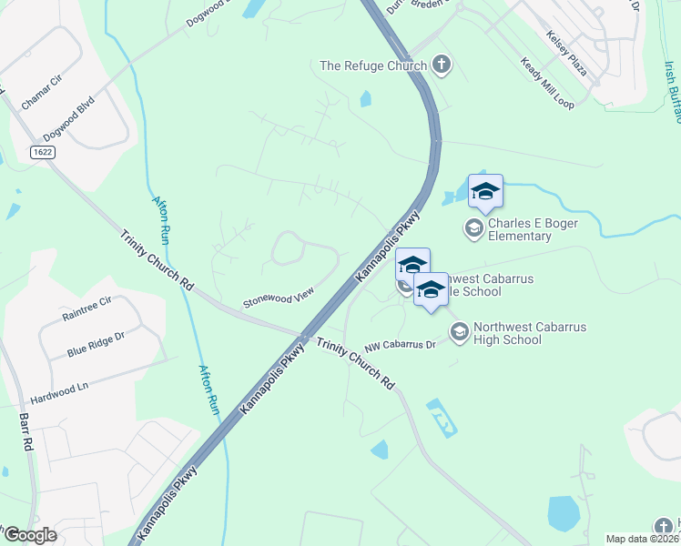 map of restaurants, bars, coffee shops, grocery stores, and more near 2643 Stonewood View in Kannapolis