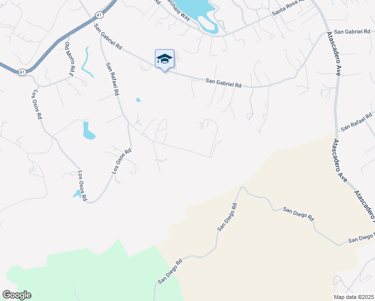 map of restaurants, bars, coffee shops, grocery stores, and more near 8695 San Rafael Road in Atascadero