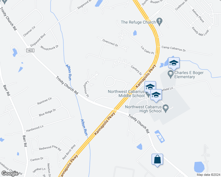 map of restaurants, bars, coffee shops, grocery stores, and more near 2732 Stonewood View in Kannapolis