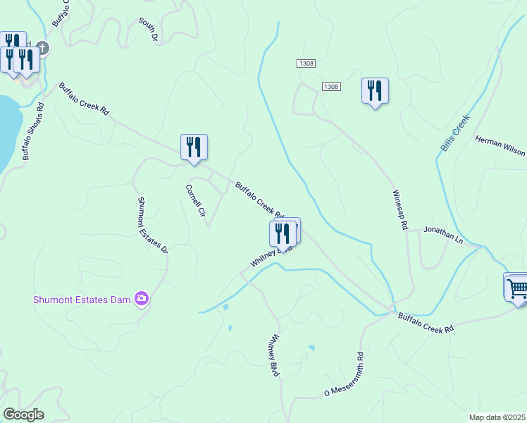 map of restaurants, bars, coffee shops, grocery stores, and more near 160 Whitney Boulevard in Lake Lure