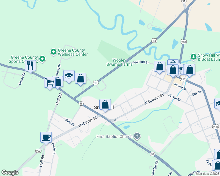 map of restaurants, bars, coffee shops, grocery stores, and more near 3 Professional Drive in Snow Hill