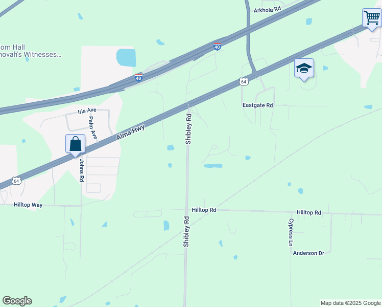 map of restaurants, bars, coffee shops, grocery stores, and more near 1220 Shibley Road in Van Buren
