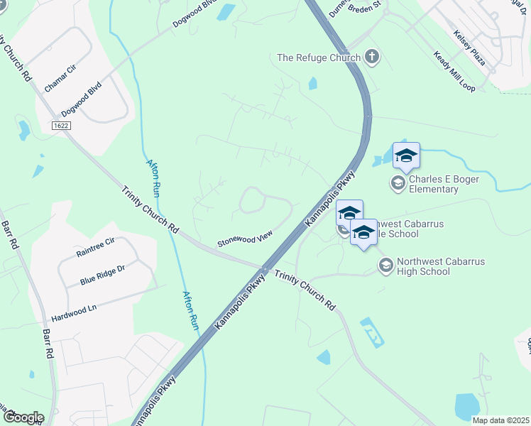 map of restaurants, bars, coffee shops, grocery stores, and more near 2740 Stonewood View in Kannapolis