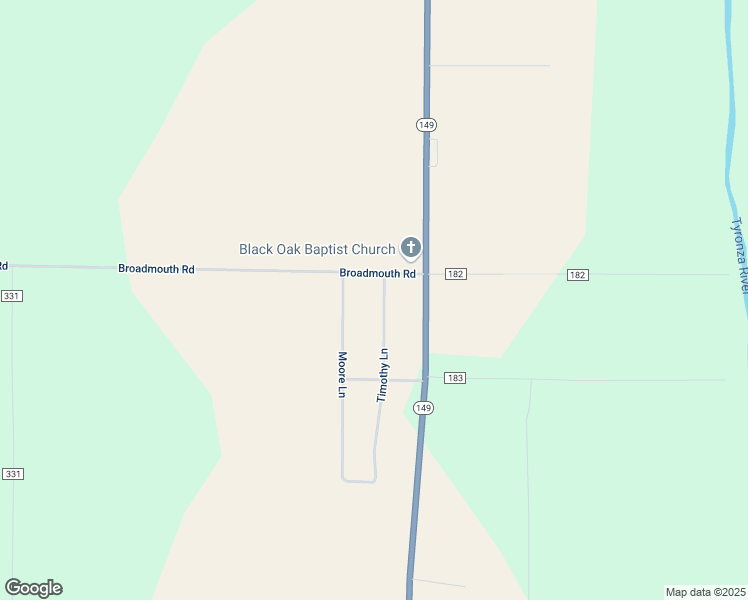 map of restaurants, bars, coffee shops, grocery stores, and more near 965 Timothy Lane in Tyronza