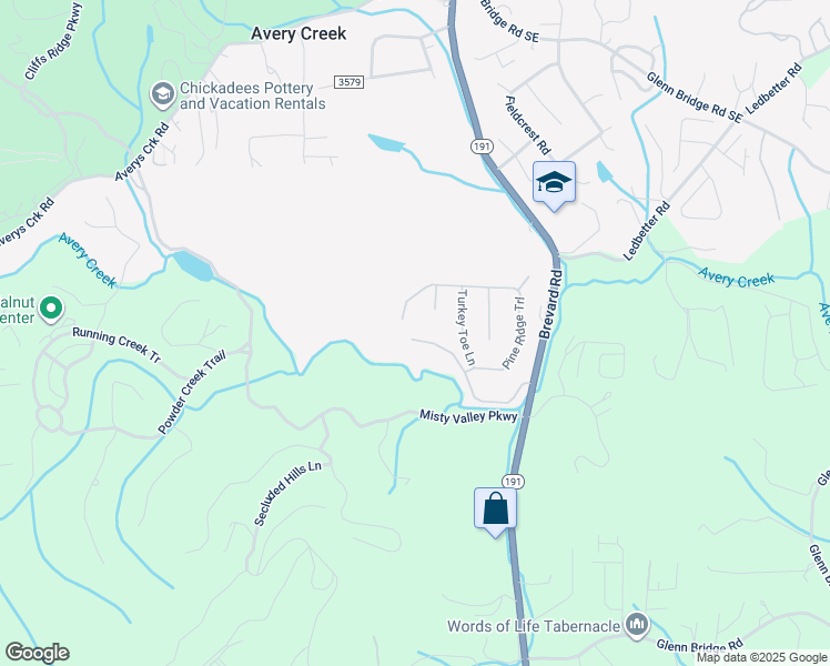 map of restaurants, bars, coffee shops, grocery stores, and more near 115 Avery's Creek Lane in Arden