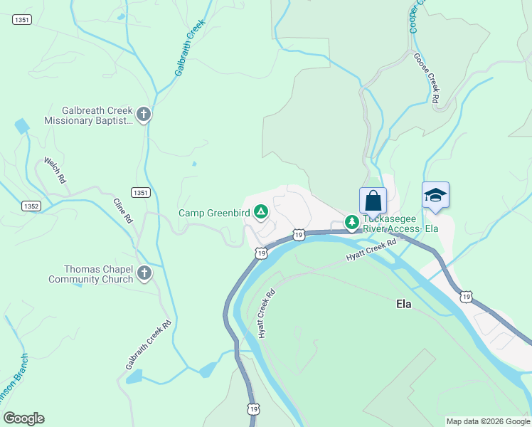 map of restaurants, bars, coffee shops, grocery stores, and more near 135 Biggs Branch Road in Bryson City
