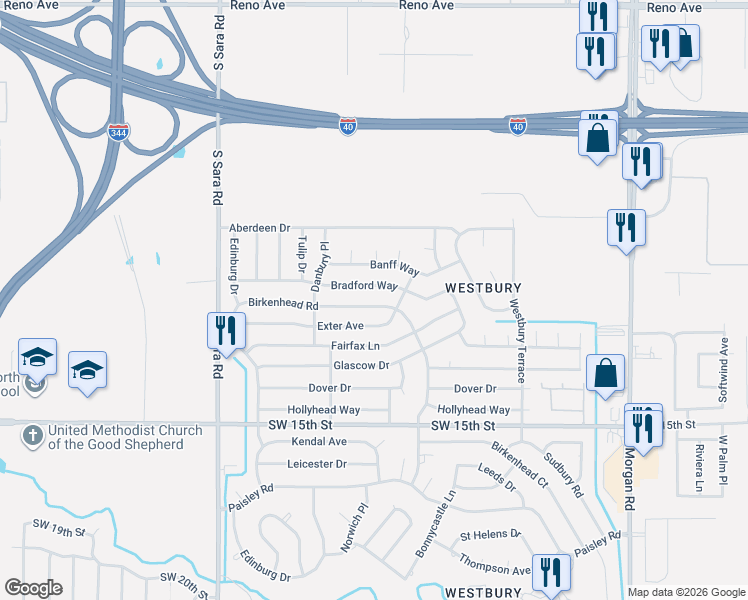 map of restaurants, bars, coffee shops, grocery stores, and more near 10205 Birkenhead Road in Yukon