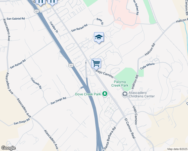 map of restaurants, bars, coffee shops, grocery stores, and more near 11201 Pamplona Way in Atascadero