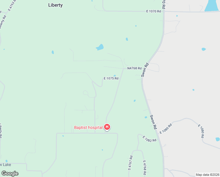 map of restaurants, bars, coffee shops, grocery stores, and more near 107618 South 4768 Road in Roland