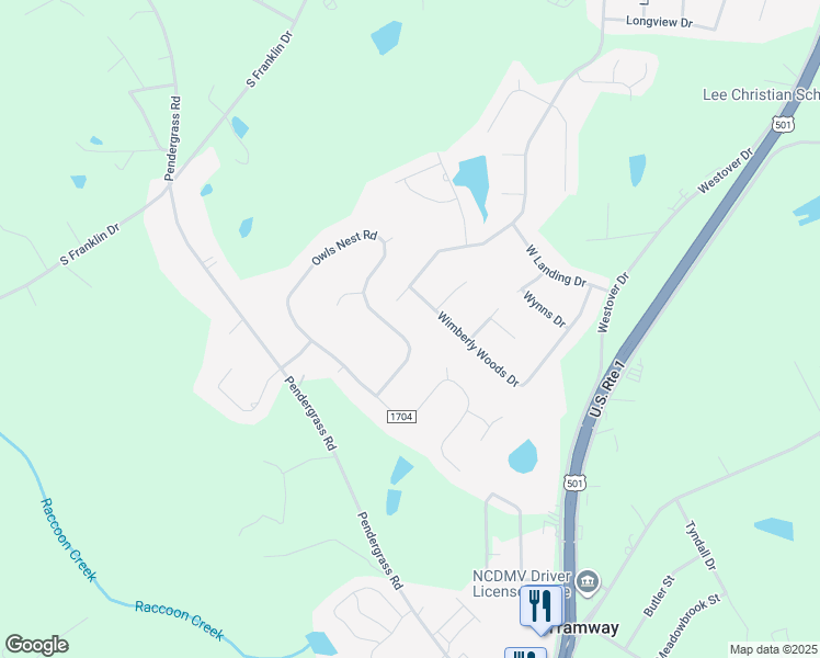 map of restaurants, bars, coffee shops, grocery stores, and more near 2001 Owls Nest Road in Sanford