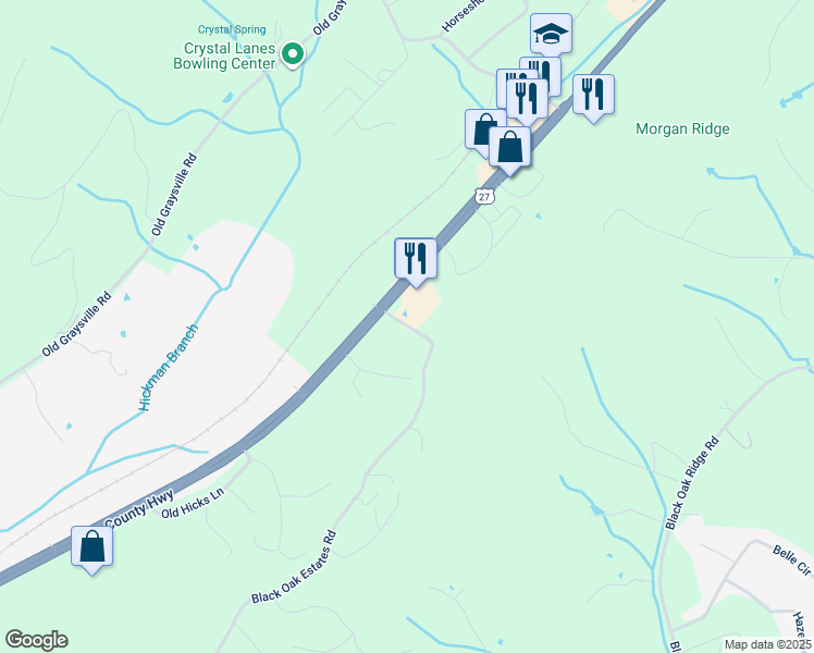 map of restaurants, bars, coffee shops, grocery stores, and more near 212 Black Oak Estates Rd in Dayton