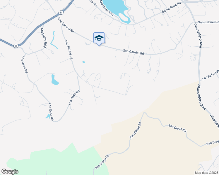 map of restaurants, bars, coffee shops, grocery stores, and more near 8695 San Rafael Road in Atascadero