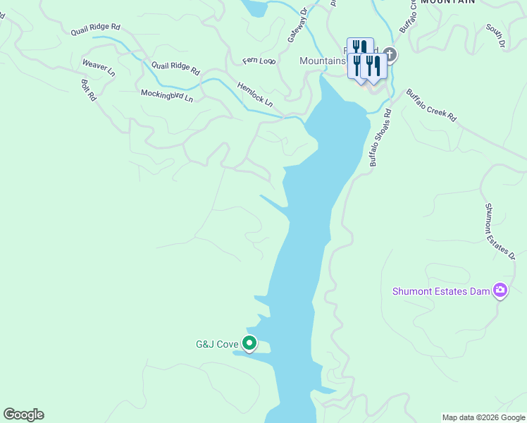 map of restaurants, bars, coffee shops, grocery stores, and more near 611 Quail Ridge Boulevard in Lake Lure