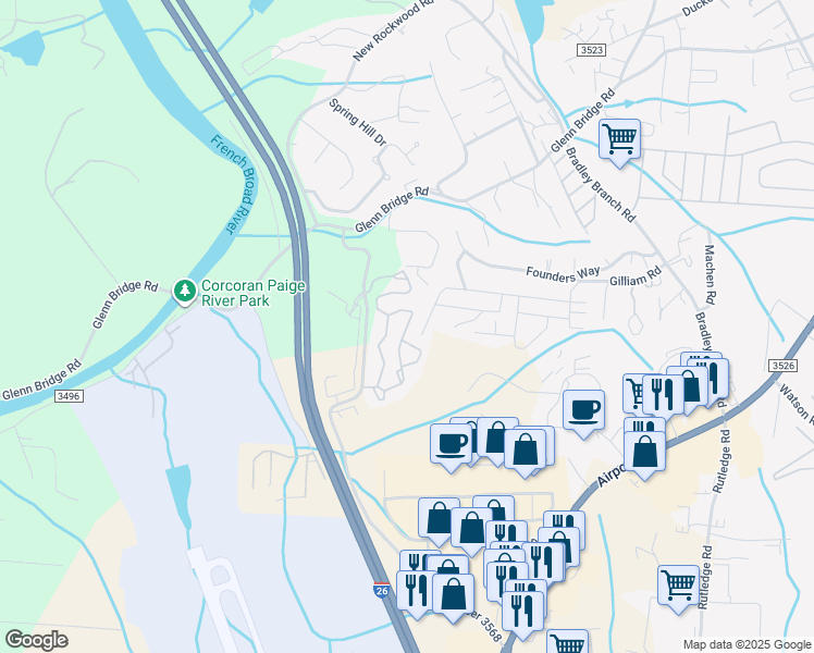 map of restaurants, bars, coffee shops, grocery stores, and more near 6 Flycatcher Way in Arden