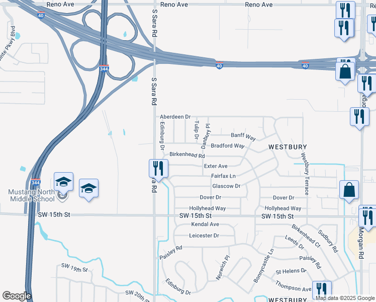map of restaurants, bars, coffee shops, grocery stores, and more near 10421 Birkenhead Road in Yukon