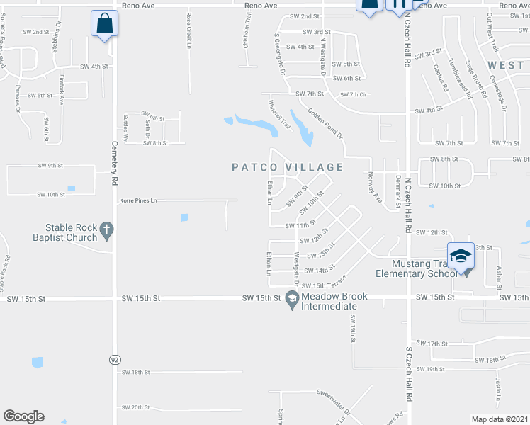 map of restaurants, bars, coffee shops, grocery stores, and more near 949 Ethan Lane in Yukon