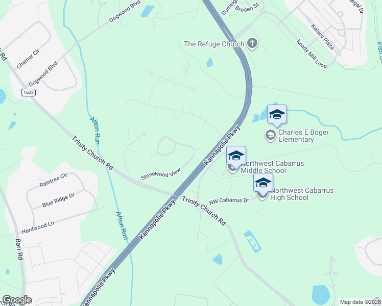 map of restaurants, bars, coffee shops, grocery stores, and more near 2643 Stonewood View in Kannapolis