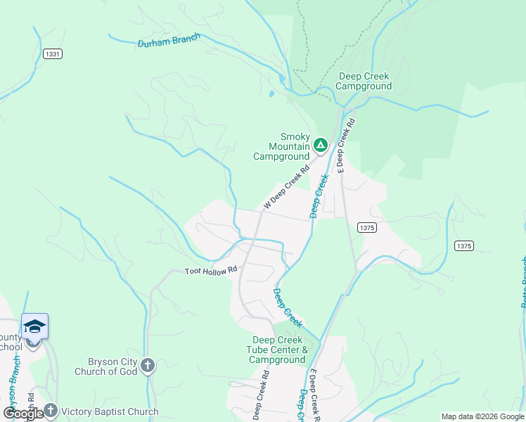 map of restaurants, bars, coffee shops, grocery stores, and more near 2 Florida Avenue in Bryson City