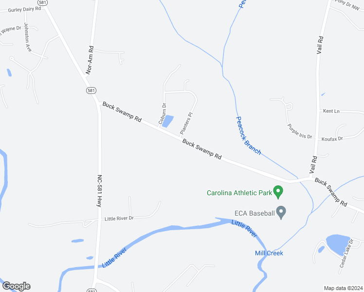 map of restaurants, bars, coffee shops, grocery stores, and more near 1179 Buck Swamp Road in Goldsboro