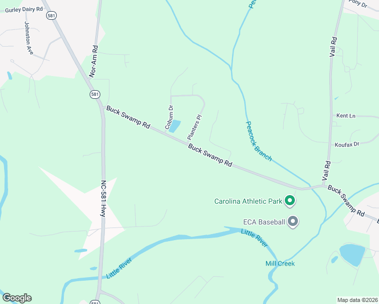 map of restaurants, bars, coffee shops, grocery stores, and more near 1179 Buck Swamp Road in Goldsboro