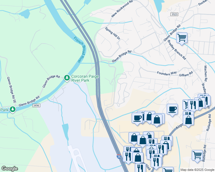 map of restaurants, bars, coffee shops, grocery stores, and more near 11 Flycatcher Way in Arden