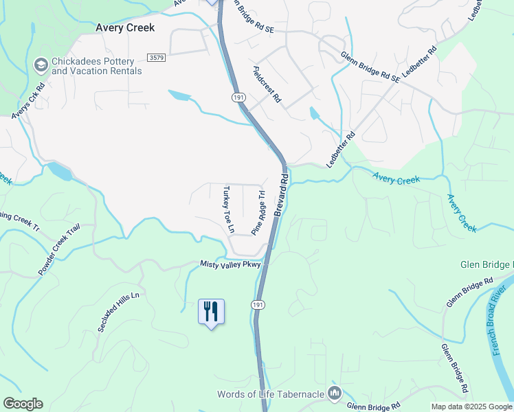 map of restaurants, bars, coffee shops, grocery stores, and more near 12 Holly Ridge Court in Arden