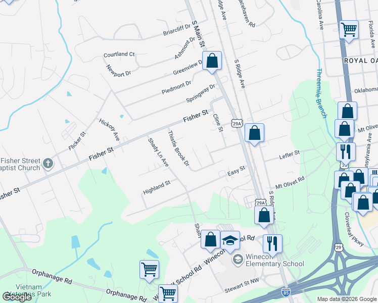 map of restaurants, bars, coffee shops, grocery stores, and more near 2616 Wind Song Court in Concord