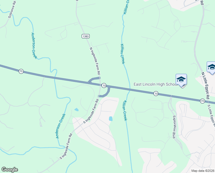 map of restaurants, bars, coffee shops, grocery stores, and more near 6134 North Carolina 73 in Iron Station