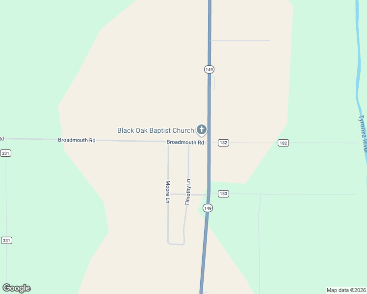 map of restaurants, bars, coffee shops, grocery stores, and more near 965 Timothy Lane in Tyronza