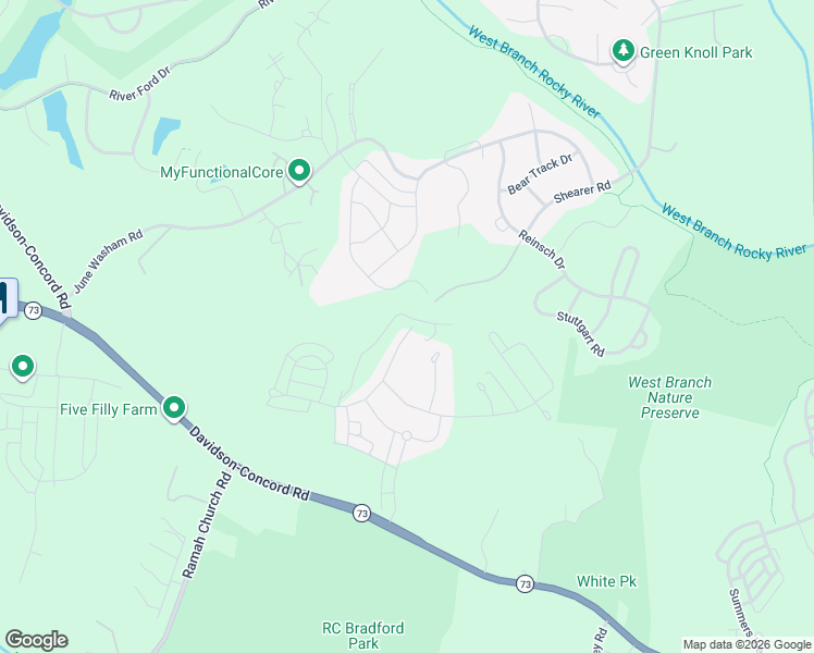 map of restaurants, bars, coffee shops, grocery stores, and more near 21121 Shearer Road in Davidson