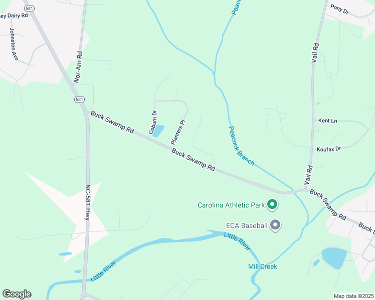 map of restaurants, bars, coffee shops, grocery stores, and more near 1158 Buck Swamp Road in Goldsboro