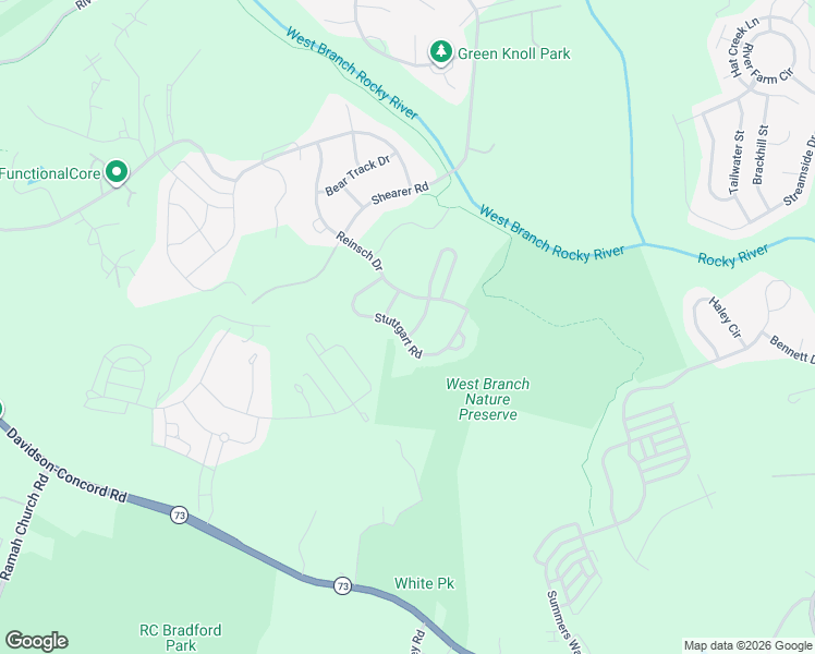 map of restaurants, bars, coffee shops, grocery stores, and more near 17639 Stuttgart Road in Davidson