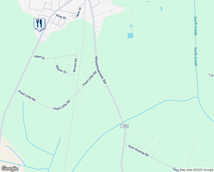 map of restaurants, bars, coffee shops, grocery stores, and more near 4676 Weyerhaeuser Road in Ayden