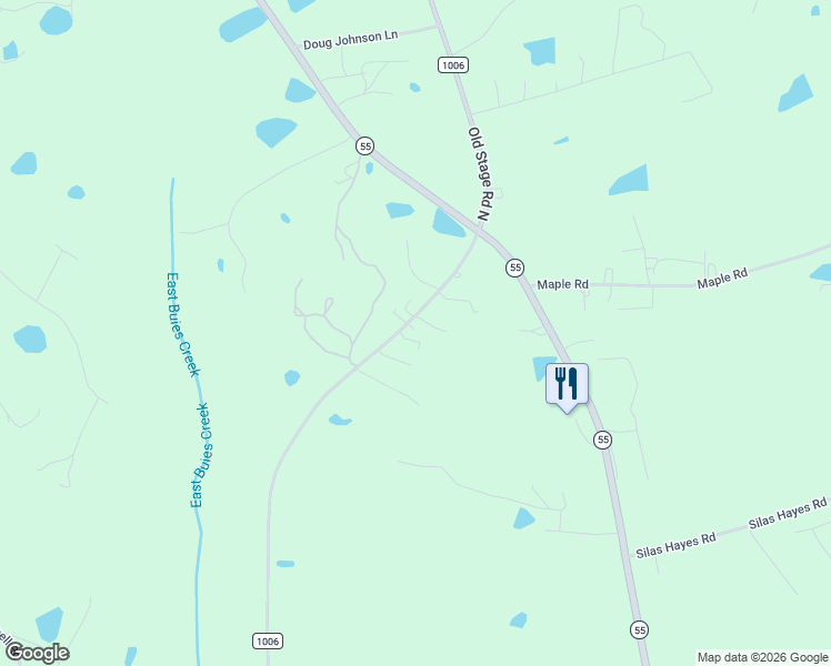 map of restaurants, bars, coffee shops, grocery stores, and more near 3125 Old Stage Road North in Angier