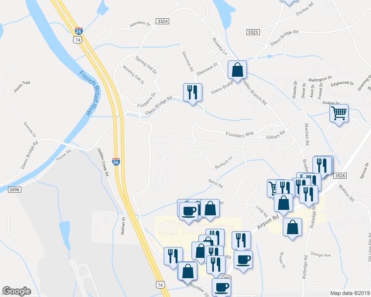 map of restaurants, bars, coffee shops, grocery stores, and more near 29 Winterhill Road in Arden