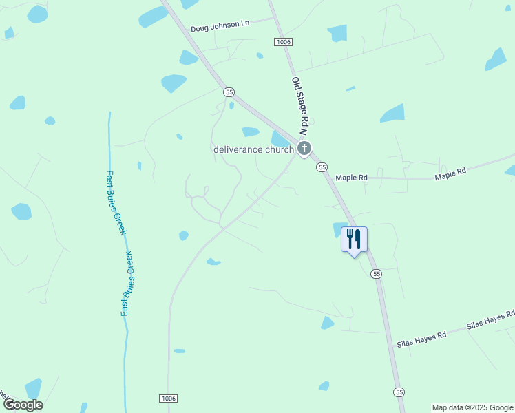 map of restaurants, bars, coffee shops, grocery stores, and more near 3100 Old Stage Road North in Coats