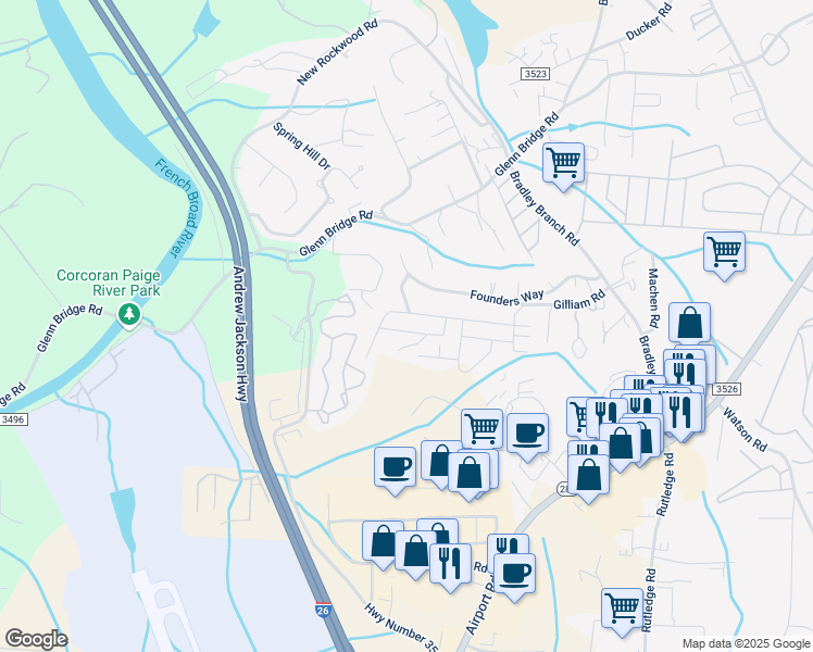 map of restaurants, bars, coffee shops, grocery stores, and more near 47 Lilac Fields Way in Arden