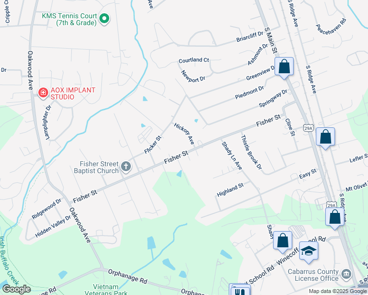map of restaurants, bars, coffee shops, grocery stores, and more near 614 Fisher Street in Concord