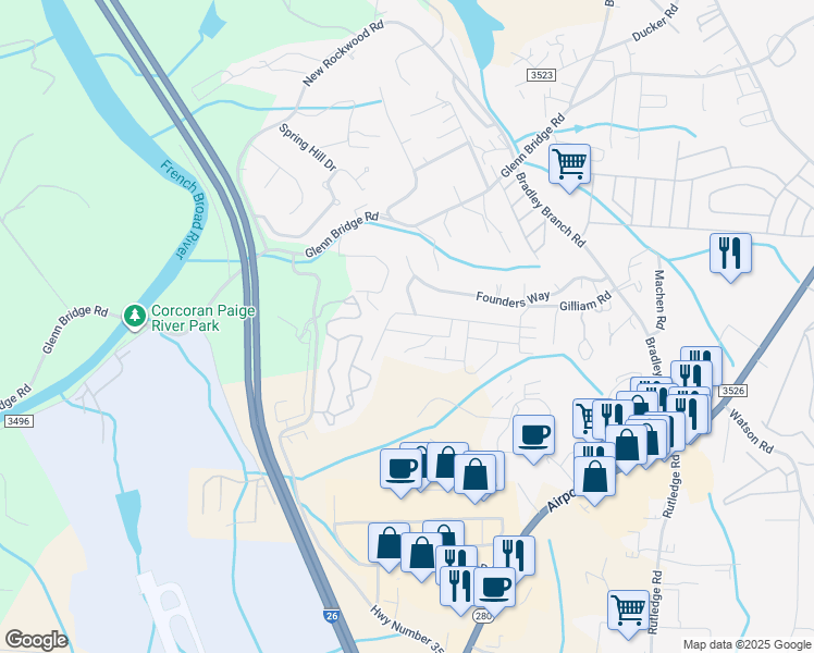 map of restaurants, bars, coffee shops, grocery stores, and more near 53 Lilac Fields Way in Arden