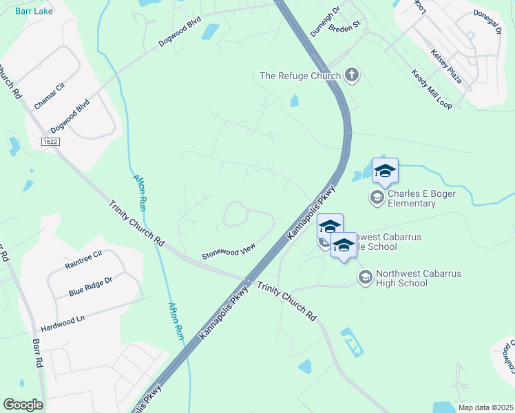 map of restaurants, bars, coffee shops, grocery stores, and more near 2670 Stonewood View in Kannapolis
