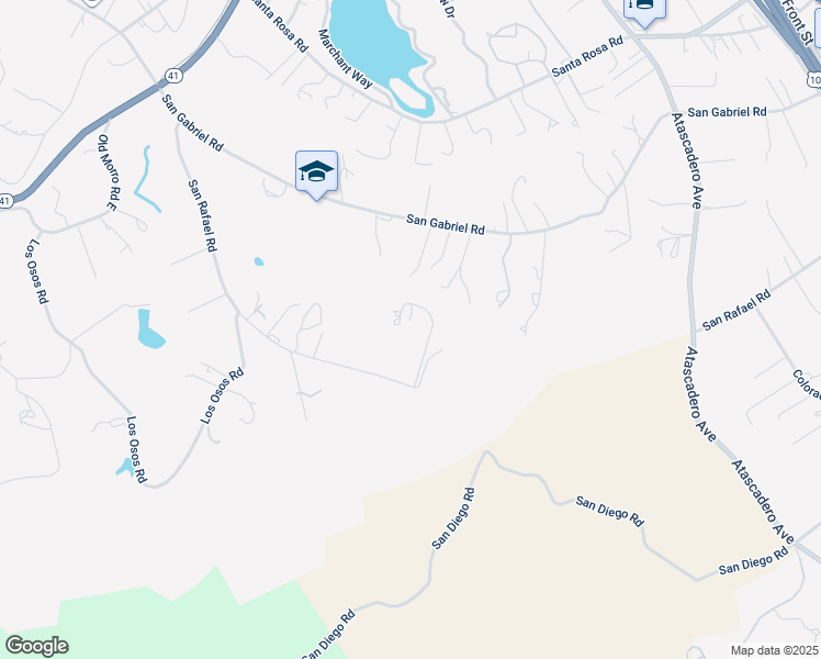 map of restaurants, bars, coffee shops, grocery stores, and more near 8765 San Rafael Road in Atascadero
