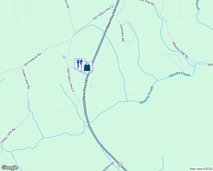 map of restaurants, bars, coffee shops, grocery stores, and more near 183 Torbetts Road in Madisonville