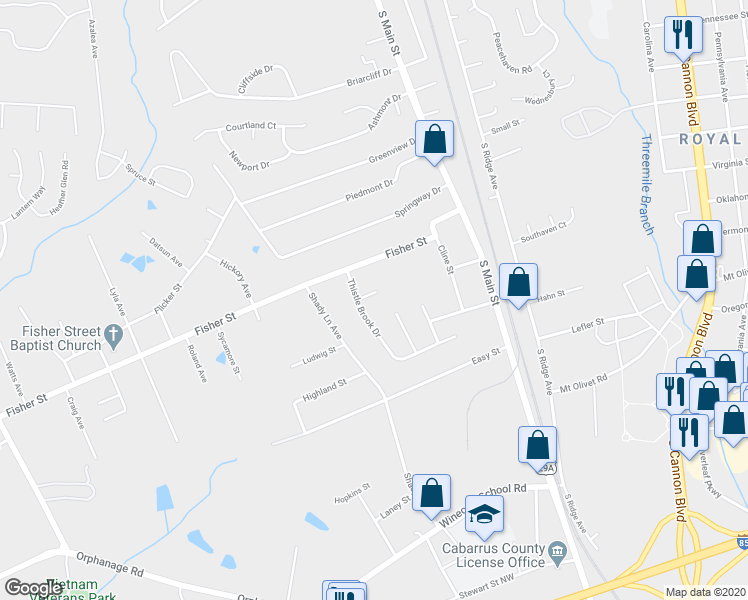 map of restaurants, bars, coffee shops, grocery stores, and more near 217 Carrie Court in Concord