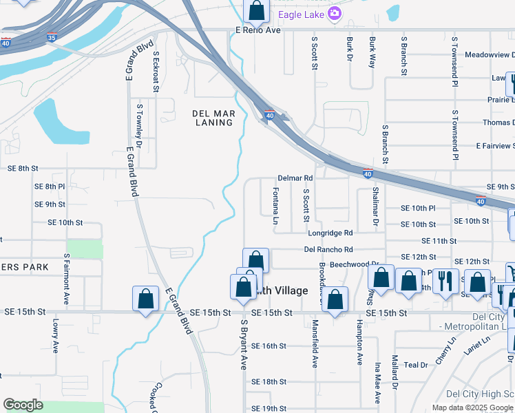 map of restaurants, bars, coffee shops, grocery stores, and more near 833 Briarlane Road in Del City