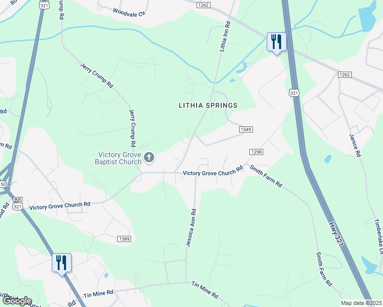 map of restaurants, bars, coffee shops, grocery stores, and more near 950 General Hoke Drive in Lincolnton