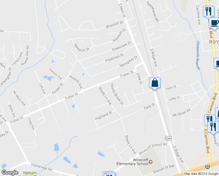 map of restaurants, bars, coffee shops, grocery stores, and more near 2632 Thistle Brook Drive in Concord