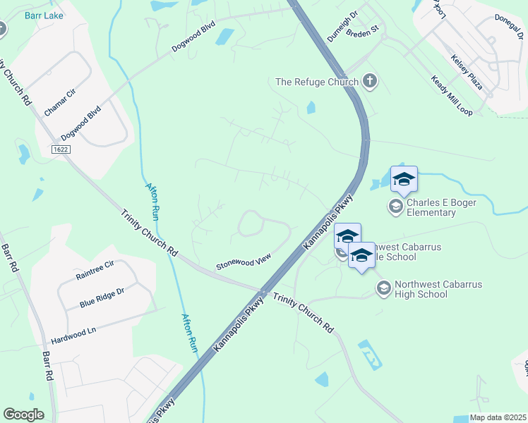 map of restaurants, bars, coffee shops, grocery stores, and more near 2680 Stonewood View in Kannapolis