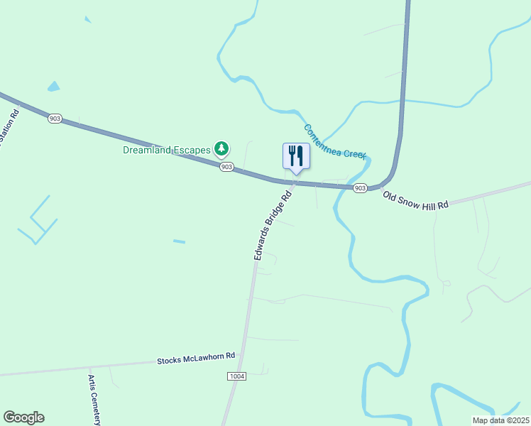 map of restaurants, bars, coffee shops, grocery stores, and more near 134 Edwards Bridge Road in Grifton
